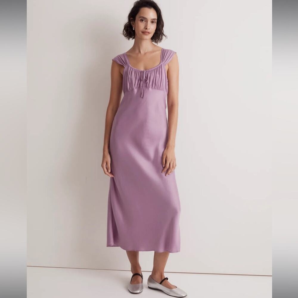 MADEWELL Square Neck Midi Dress Lilac 6 NWT*